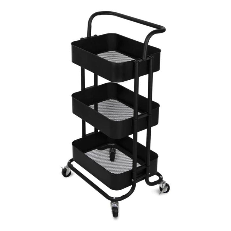 3-Tier Kitchen Dining Serving Trolley Black