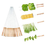 Kabob Skewers Wooden Handle Stainless Steel 12pcs