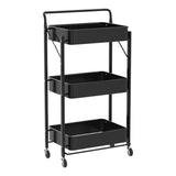 3-Tier Foldable & Rolling Metal Kitchen Trolley