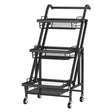 3-Tier Foldable & Rolling Metal Kitchen Trolley