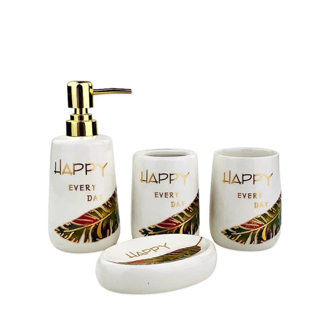 Bathroom Set Happy White (Set of 4Pcs)