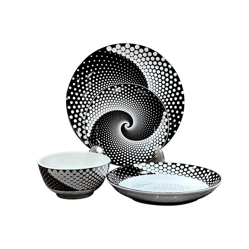 Porcelain Dinner Set Black Star (24 Piece Set)