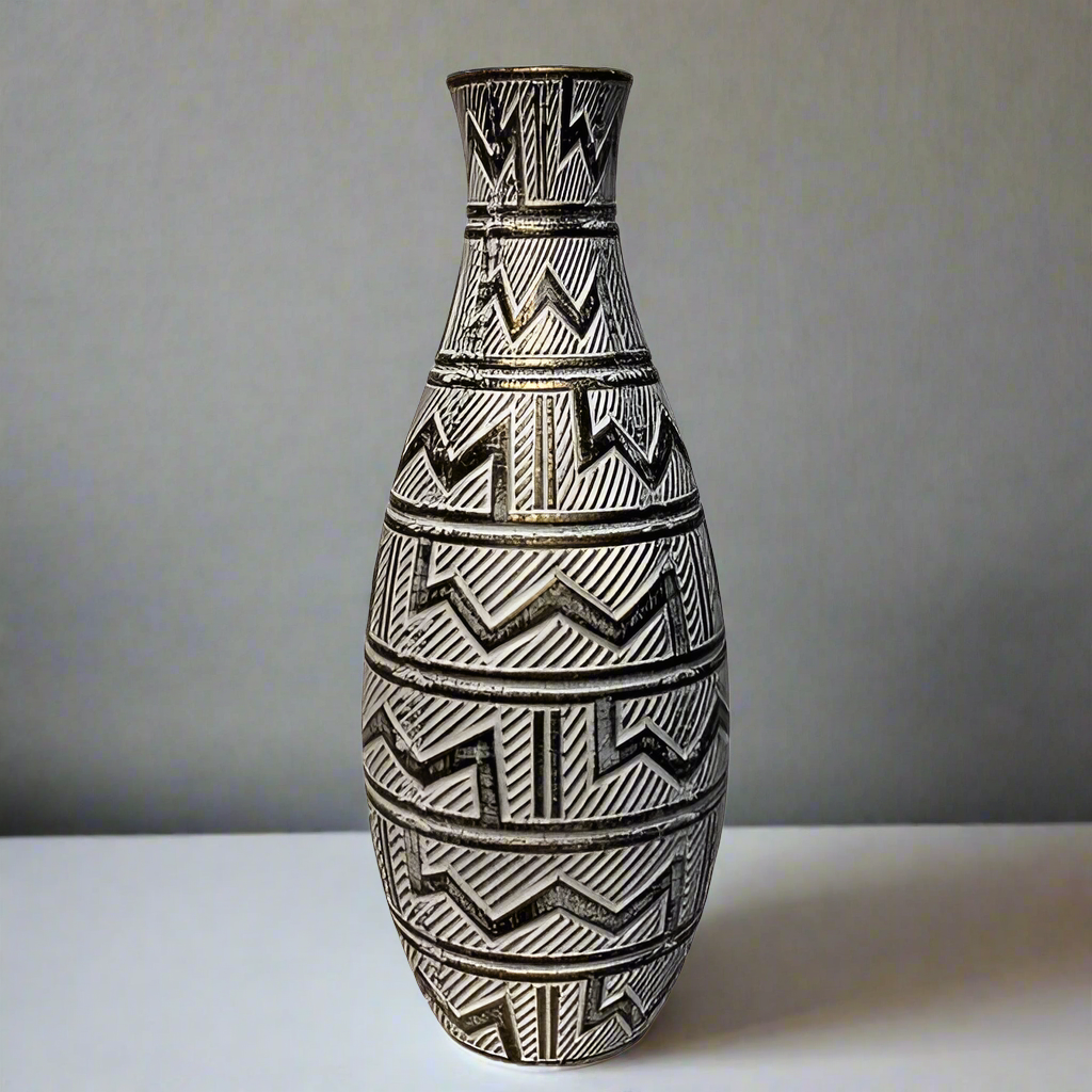 Ceramic Flower Vase Black & White Large