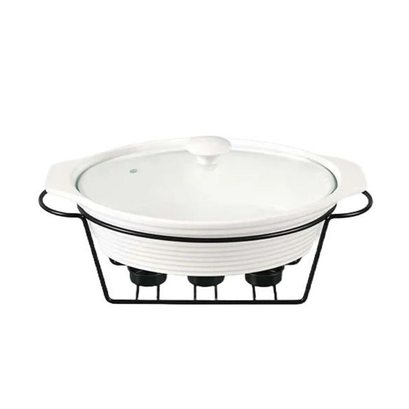 Oval Burner Dish With Stand Large