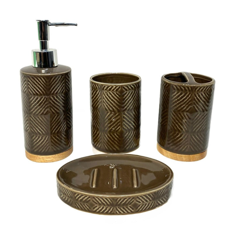 Bathroom Set Brown (Set of 4Pcs)