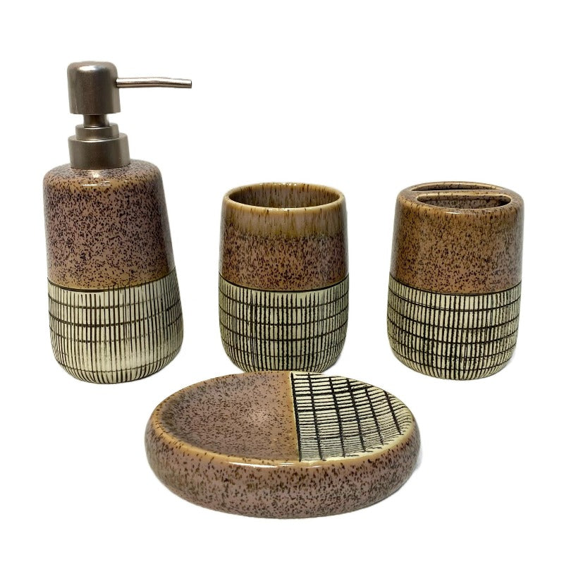 Bathroom Set Chocolate Brown (Set of 4Pcs)