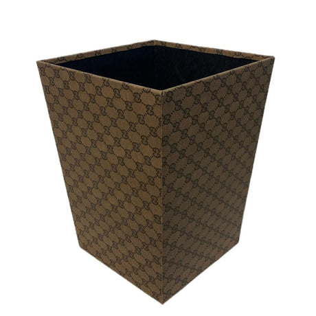 Faux Leather Waste Bin Brown