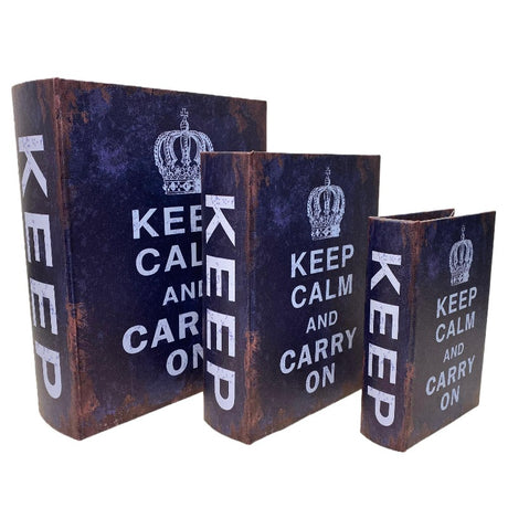 Decorative Book Storage Box Keep Calm (Set of 3)