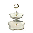 2 Tier Cake Stand White & Gold