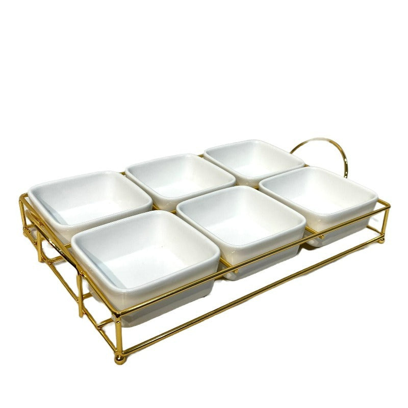 6-Division Dry Fruit Dish With Golden Stand