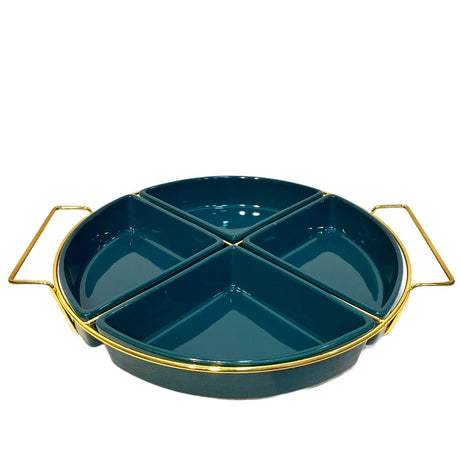 4-Division Dry Fruit Dish With Golden Stand