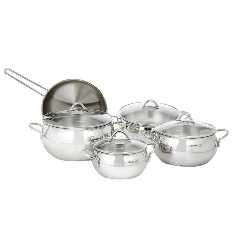 Korkmaz Stainless Steel Cookware 9 Piece Set Tombik