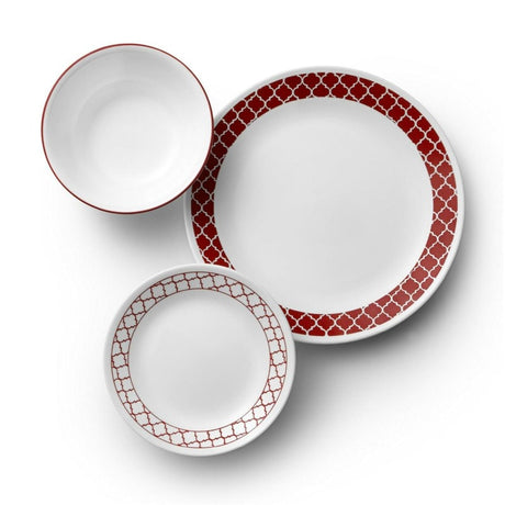 Corelle Crimson Trellis 18 Piece Dinner Set