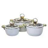 Hotpot Set White & Gold (Set of 3)