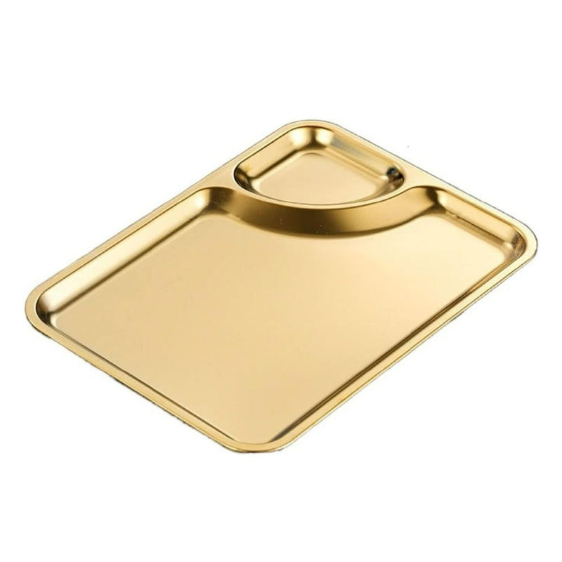 Stainless Steel Rectangular Dinner Thali Gold