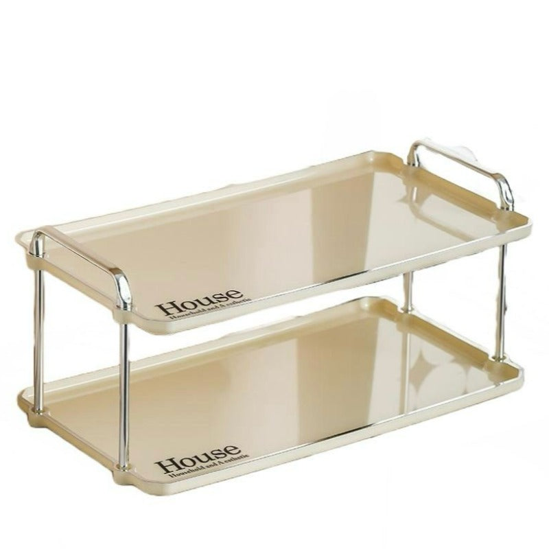 2 Tier Rectangular Serving Stand Large Beige