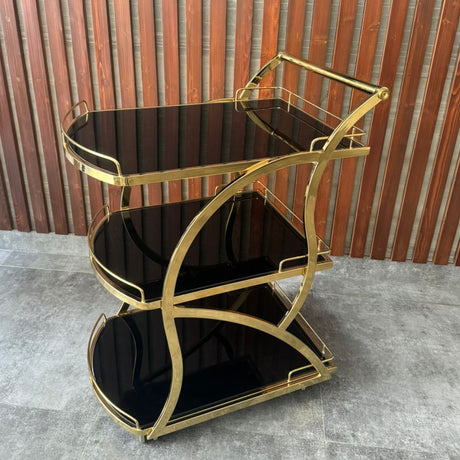 Kitchen Tea Trolley Black & Gold Spider