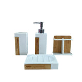 Bathroom Set White Wooden (Set of 4)