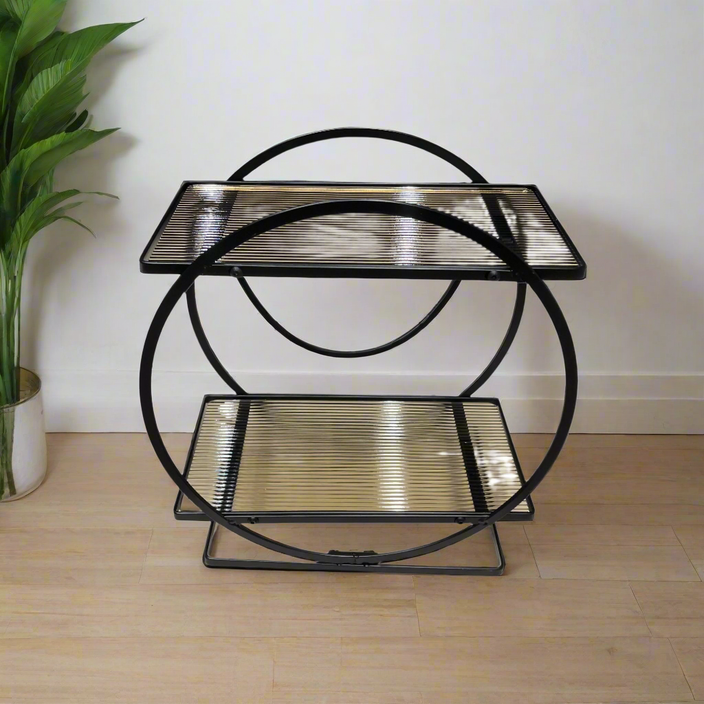 Metal Vanity Stand Round Black