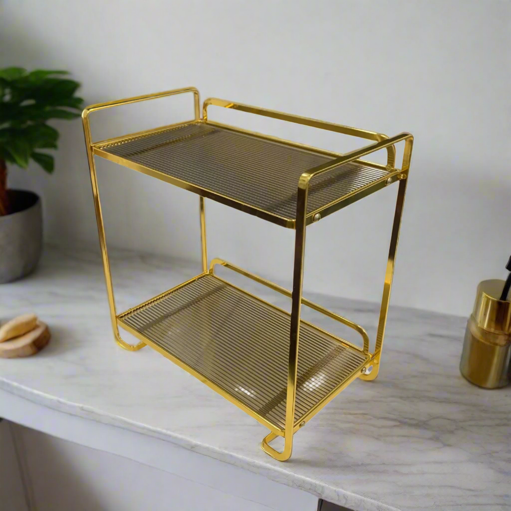 Metal Vanity Stand Square Golden