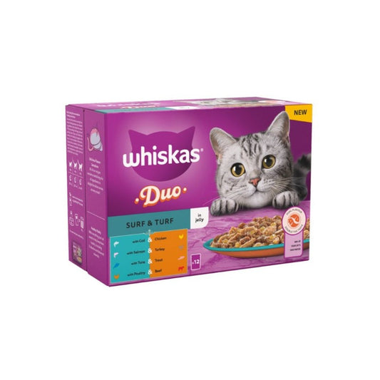 Whiskas Sachet Duo Surf Turf Jelly 1+ 85g (12 pack)