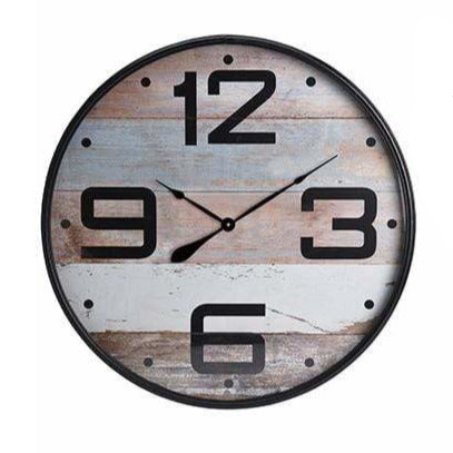 Large Metal Wall Clock Wooden Deign