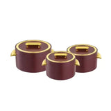 Food Warmer Hotpot Set Maroon & Gold (Set of 3)