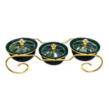 3 Condiment Sets With Gold Stand