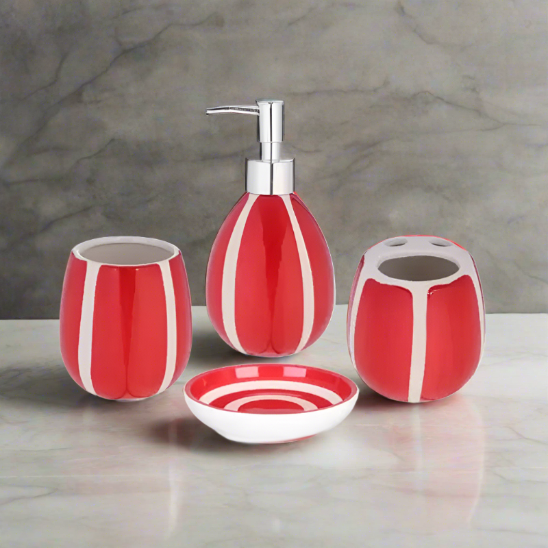 Bath Set Red 4pcs