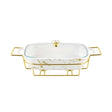 Rectangular Burner Dish With Golden Stand 16"