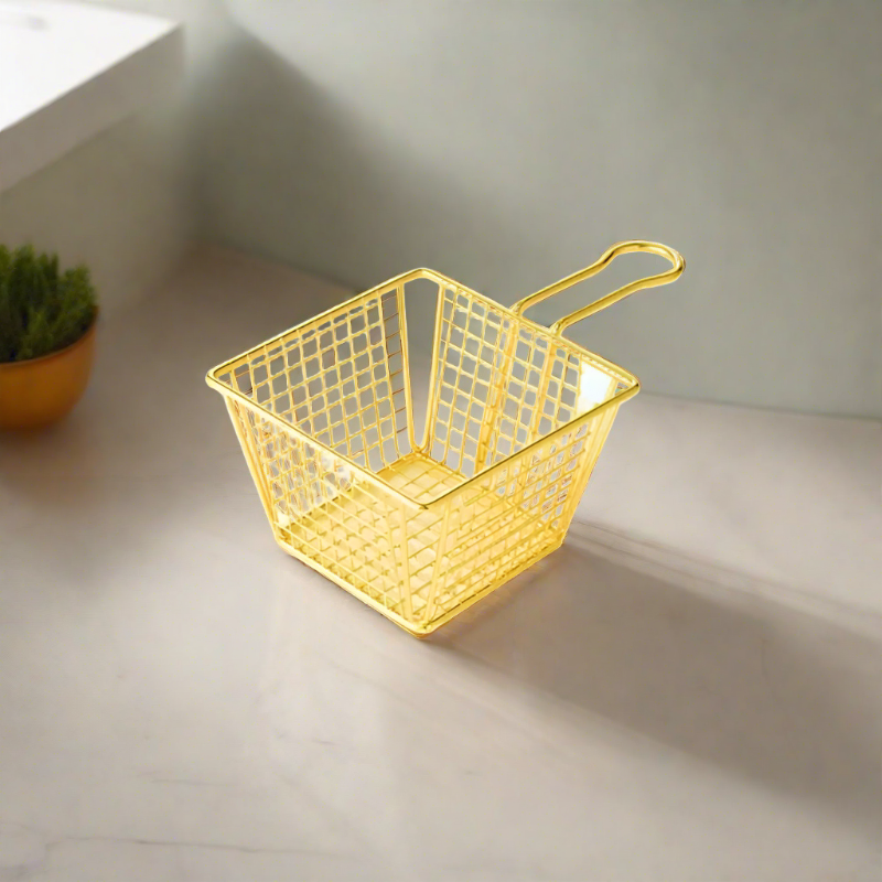 Square Deep Fryer Basket Gold