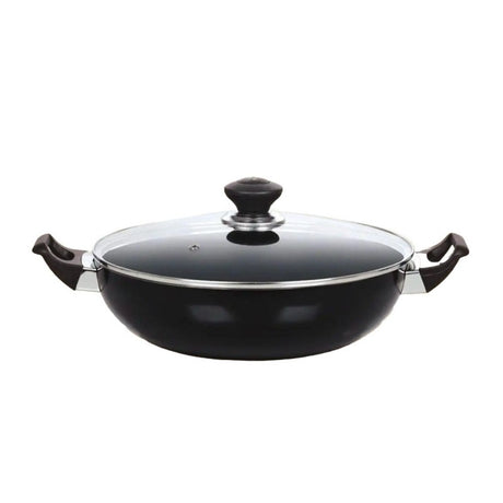 Non Stick Karahi With Glass Lid Black 24cm