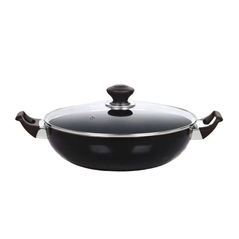 Non Stick Karahi With Glass Lid Black 34cm