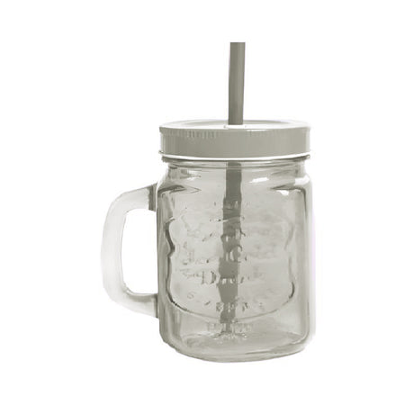 Glass Drinking Cup With Straw