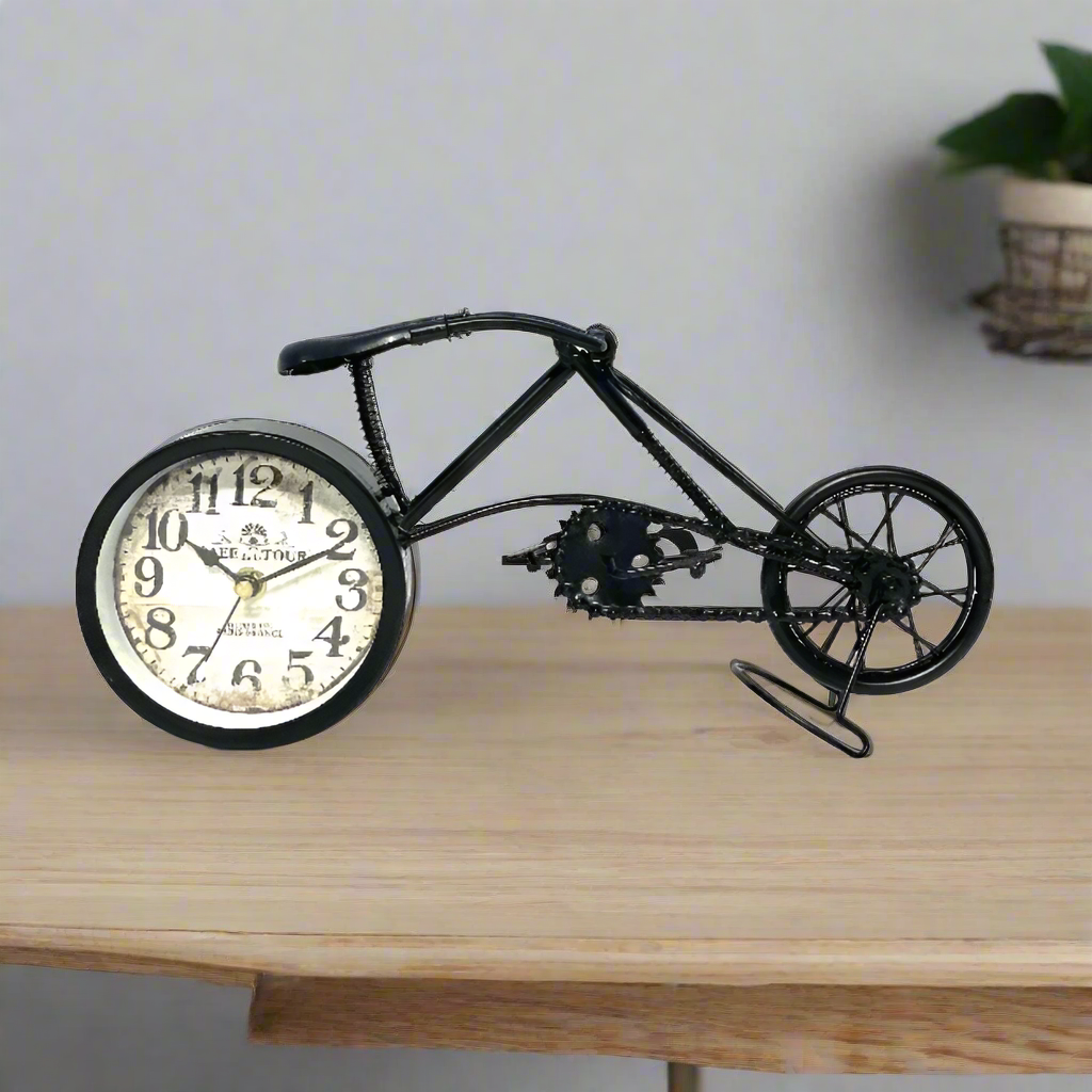 Metal Table Clock Bicycle