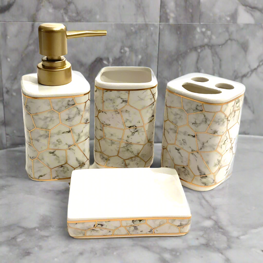 Bathroom Set Marble White (Set of 4Pcs)