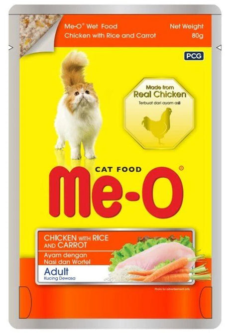 Me-O Pouch Adult - Chicken With Rice & Carrot In Jelly 80gm (Pack of 48)