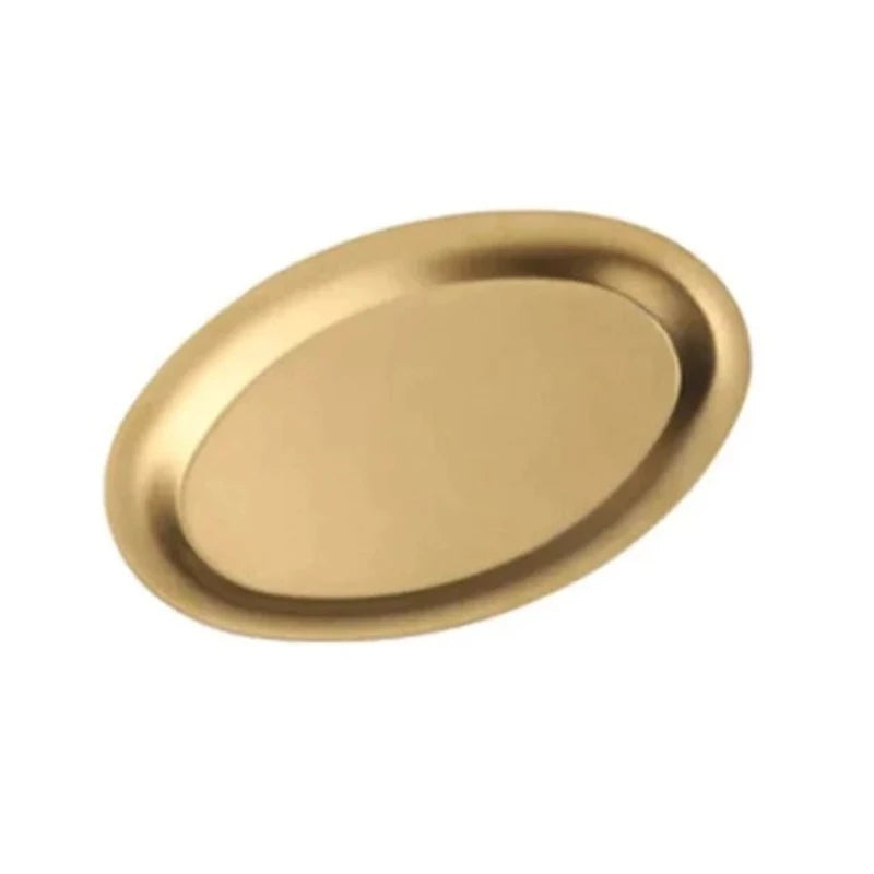 Stainless Steel Serving Platter Gold Plated Oval 25cm