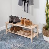 2 Tie Natural Wood Shoe Rack