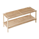 2 Tie Natural Wood Shoe Rack