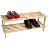 2 Tie Natural Wood Shoe Rack