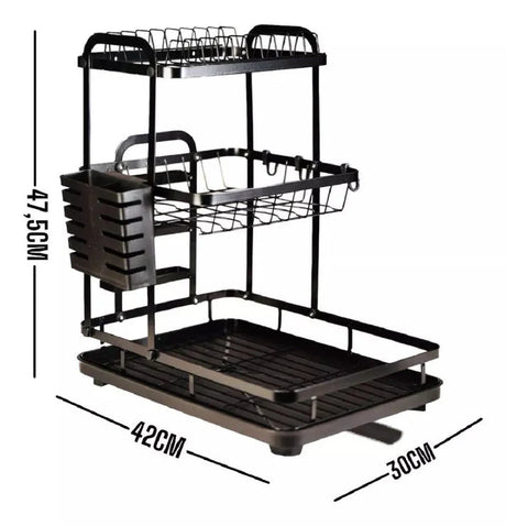 Black Plate Rack Three Layer