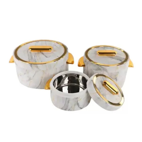 Food Warmer Hotpot Set Marble & Golden (Set of 3)