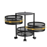 3 Tier Round Rotating Storage Trolley Black