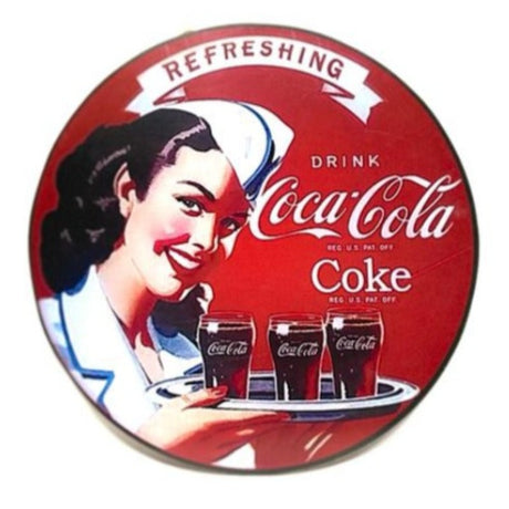 Coca Cola Hanging Wooden Frame Round