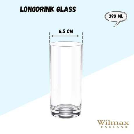 Long Drinking Glasses Set of 6 390 ML