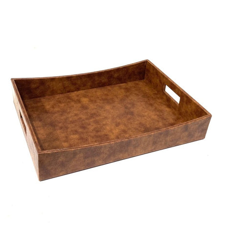 Faux Leather Serving Tray Brown Snake (Set of 2)