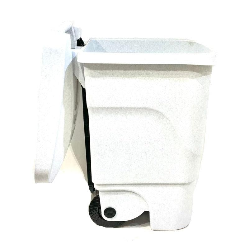 Pedal Wheeled Bin White Marble 60L