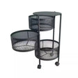 3 Tier Round Rotating Storage Trolley Black