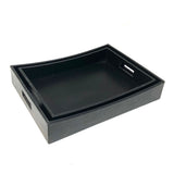 Faux Leather Serving Tray Black Snake (Set of 2)